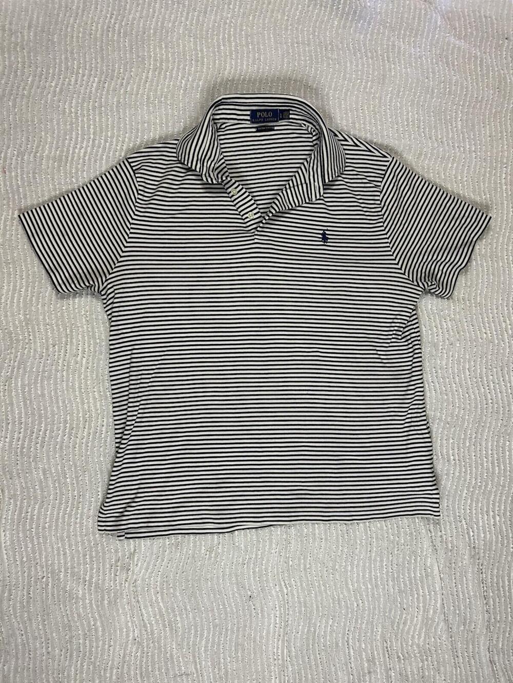 Polo Ralph Lauren Custom Slim Fit Golf Polo L Navy Stripe Pony Classic Preppy